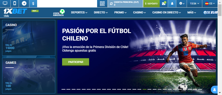 Pantalla principal de 1xbet