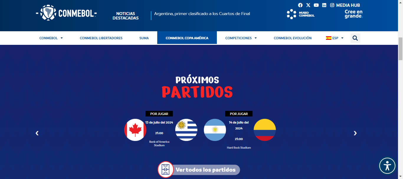 Últimos partidos de la Copa América 2024