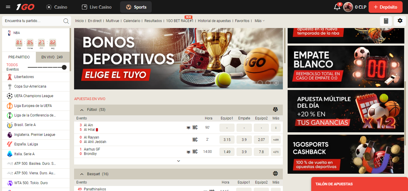 Apuestas deportivas Online en 1Go